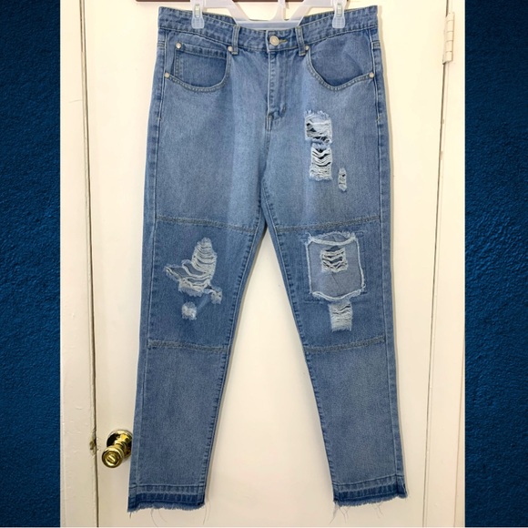 Men’s BoohooMan Ripped Distressed Frayed Hem Jeans Size: 34 R - Picture 2 of 6